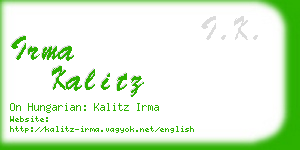irma kalitz business card